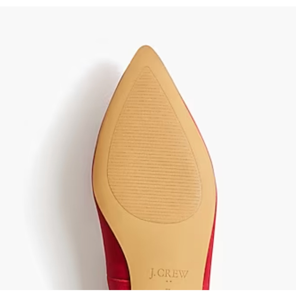 Crystal Embellished Pointed-Toe Satin Flats | Sz 6, Ruby Red | J Crew Factory - Picture 5 of 5